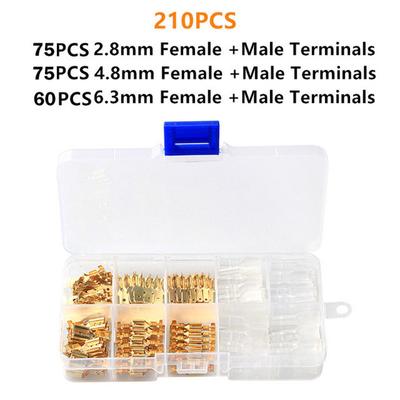 210 шт. изолированный разъем для мужских и женских проводов 2,8/4,8/6,3 мм, обжимные клеммы для электрических проводов, лопастные разъемы, Ассорти комплект