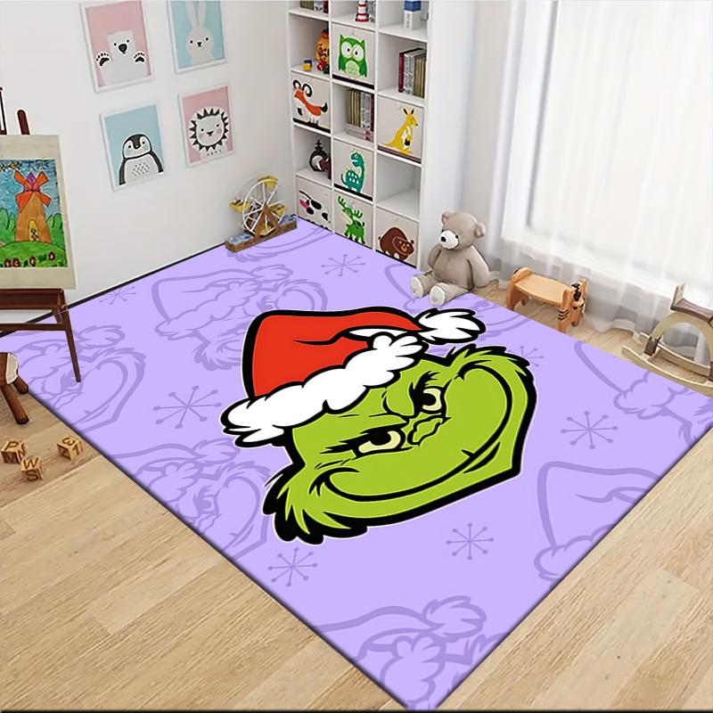 Christmas Grinch Hat Carpet Rug Soft Washable Antislip Home Living Room Sofa Mats Personalized Christmas Rug