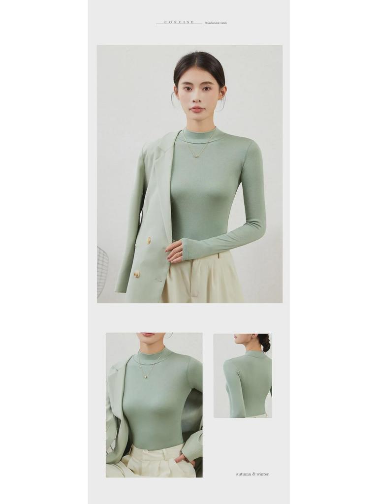 Женская облегающая рубашка с длинным рукавом и полуводолазкой — незаменимый предмет гардероба на осень/зиму в черном или белом цвете