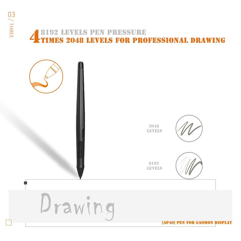 Перезаряжаемый стилус GAOMON ArtPaint AP40 для планшета PD1560