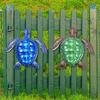 Ocean Series Metal Turtle Indoor Outdoor Living Room Colorful Hanging Sculpture Iron Art Wall Decor Home Garden Gift