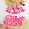 2025 Girls' Ruffle Sling Three-Piece Swimsuit Set