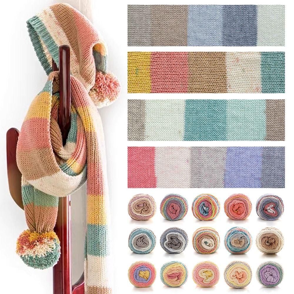 Rainbow Color Crochet Knitting Cotton Rainbow Cotton Yarn Warm Milk Cotton  Scarf