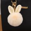 Rabbit Ear Pom-Pom Keychain: Cute Faux Fur Bunny Ear Plush Bag Charm