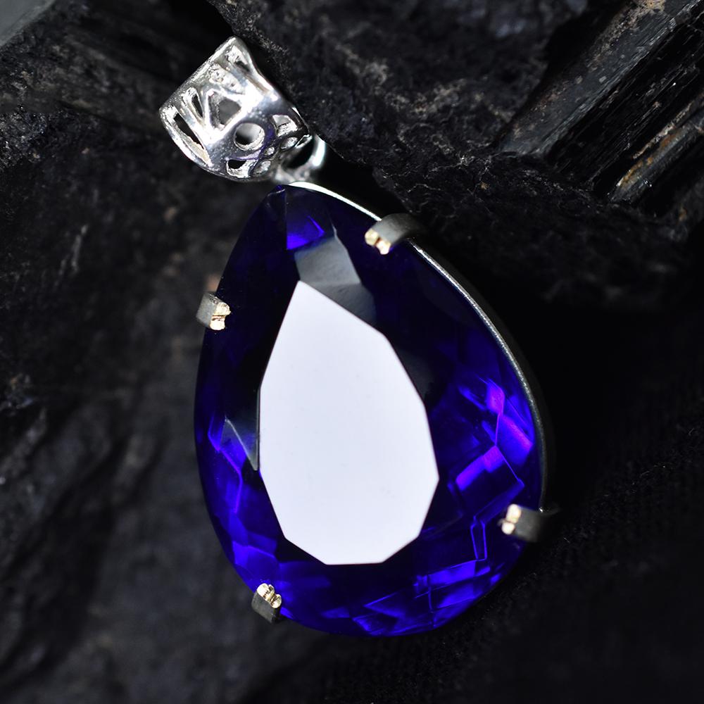 63 Ct Lab Created Blue Tanzanite Pendant 925 Sterling Silver Gemstone Certified My.pd-133-k