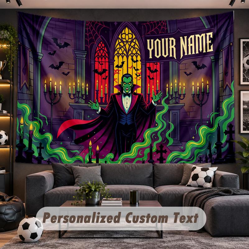 Dracula Personalized Tapestry Support Custom Name, Wall Art Home Decoration