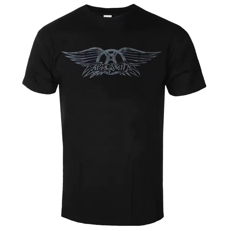 Aerosmith Minimal Vintage Wing Logo Print Tee Retro Rock Streetwear Casual Unisex
