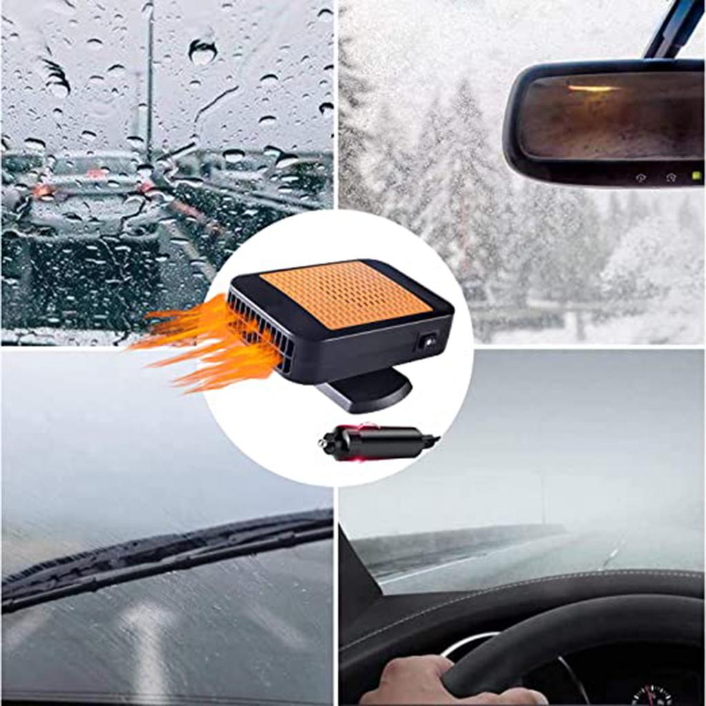 Car Heater, 12V 200W, 2-in-1 Car Heater, Defroster Fan, Car Amplifier, Car Cooling- Fan, SUV, Truck, RV, Trailer (orange Black