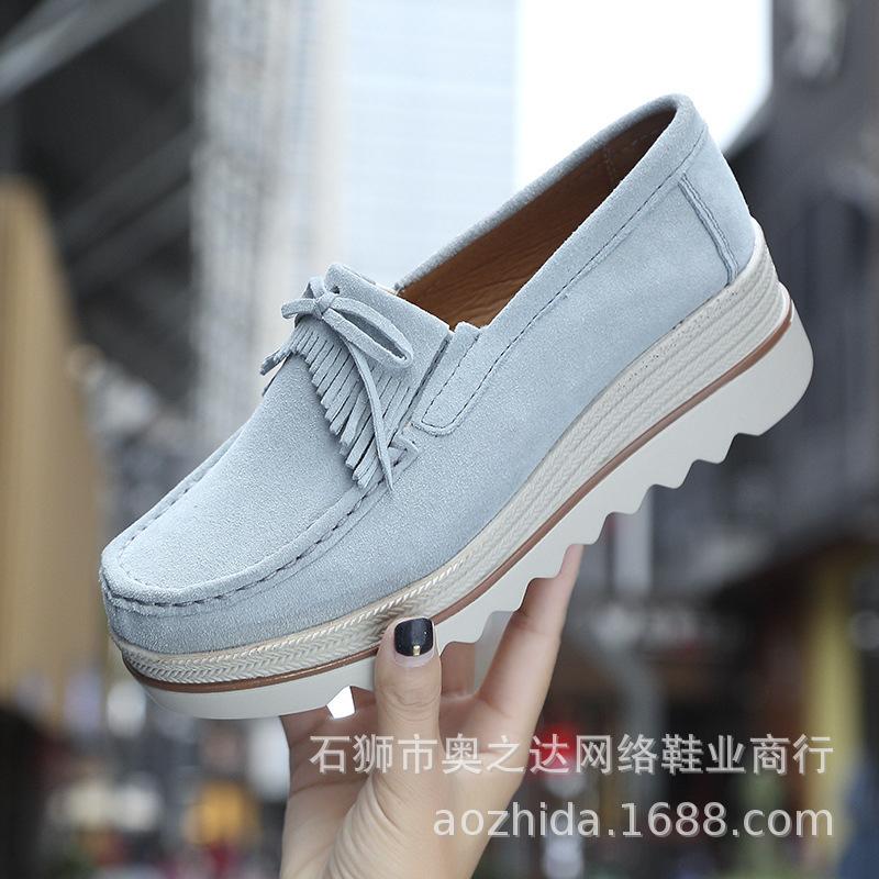 Joom 2025 весна-осень туфли-маффины с круглым наклонным каблуком и бахромой на платформе для мам, повседневная обувь большого размера для женщин