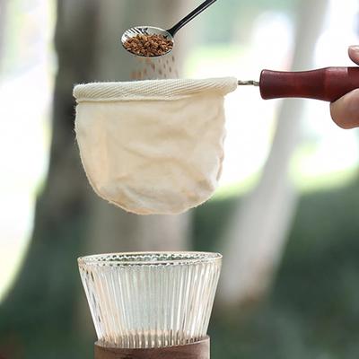 1 шт. многоразовый ручной работы кофейный фильтр-мешок с деревянной ручкой для молока и чая фильтр-мешок фланелевый горшок ткань сетчатая корзина инструмент