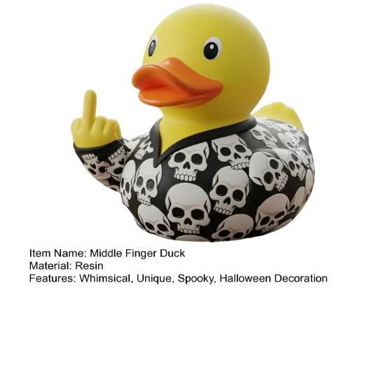 Halloween Middle Finger Duck Spooky Skull Bat Pumpkin Duck Figurine Resin Desktop Ornament for Holiday Home Office Decor