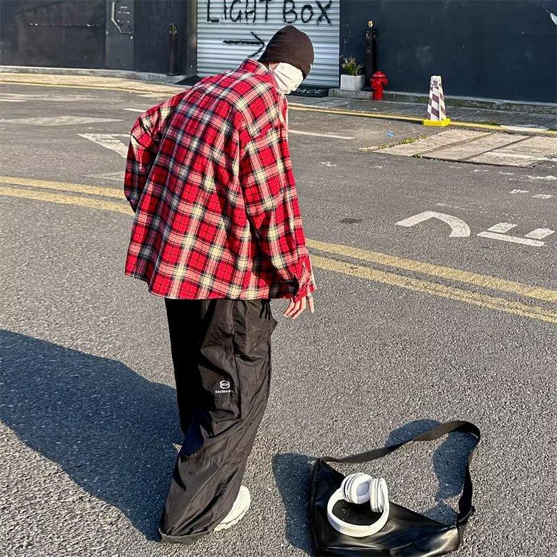 Женская вышитая клетчатая рубашка Boyue, весна и осень, в японском стиле, универсальная, для студентов, модная, повседневная, красная, для мужчин и женщин, уличная одежда