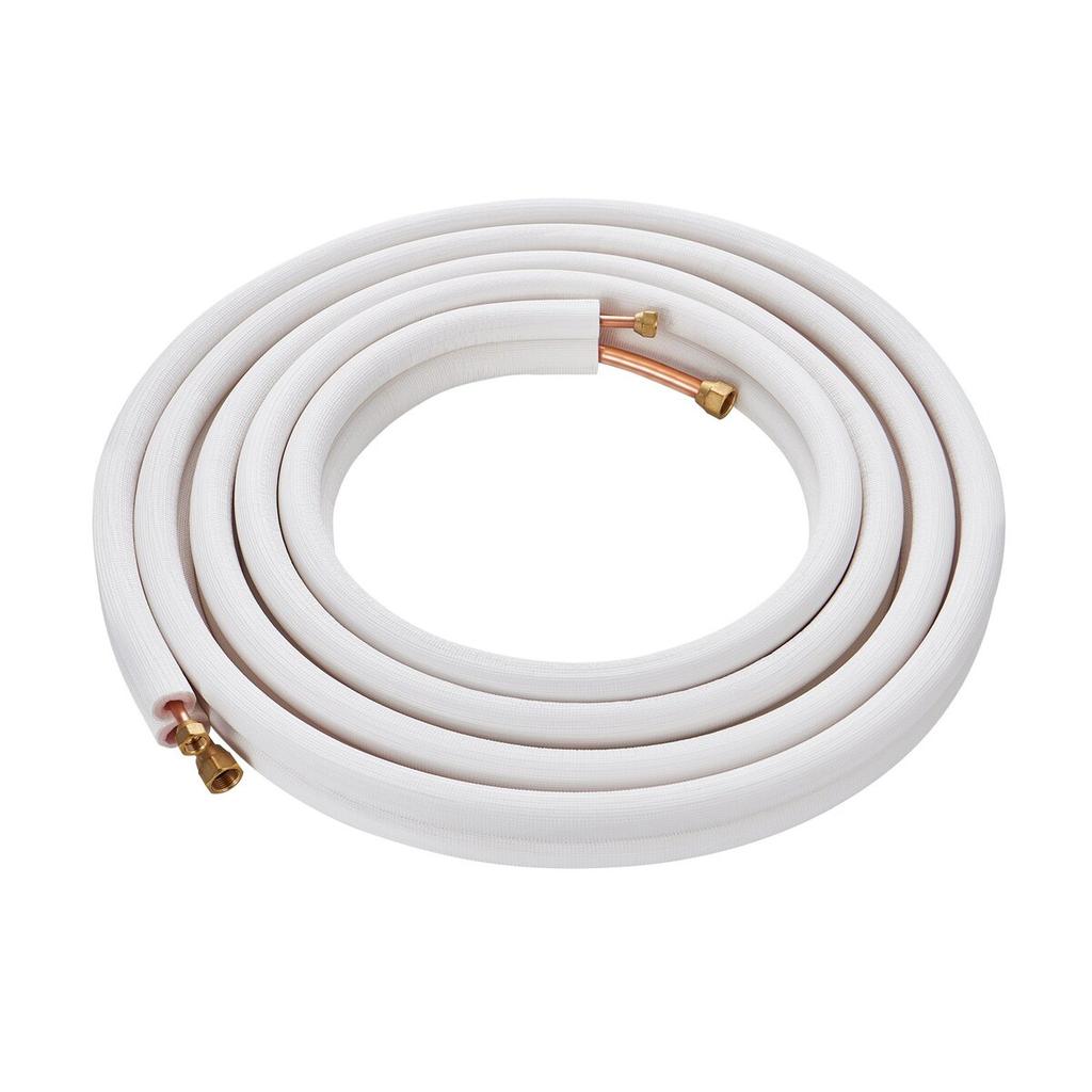 7620mm Mini Split Line Set, 9.5 & 15.9mm O.D Copper Pipes Tubing and Triple-Layer Insulation, for Mini Split Air Conditioning Refrigerant or Heating