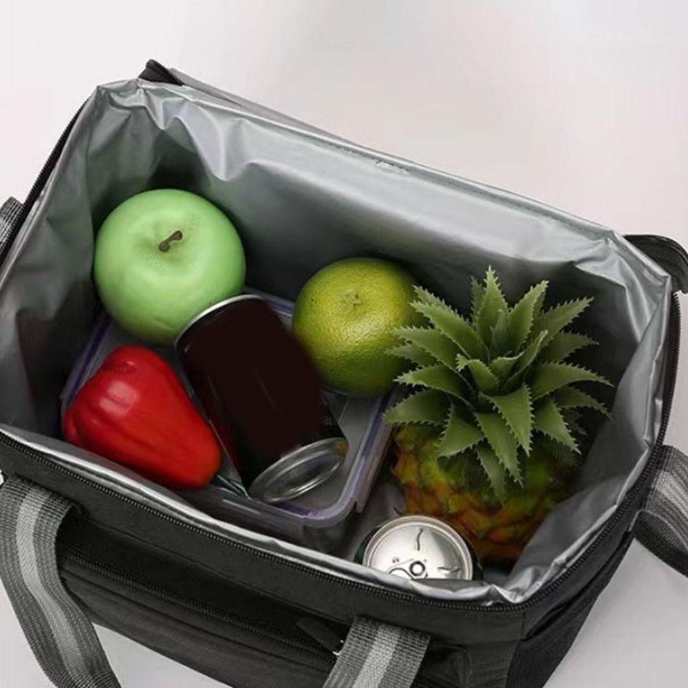 Oxford Cloth Insulated Cooler Bag Handheld Cooler Lunch Box Portable Food Storage Bag for Office