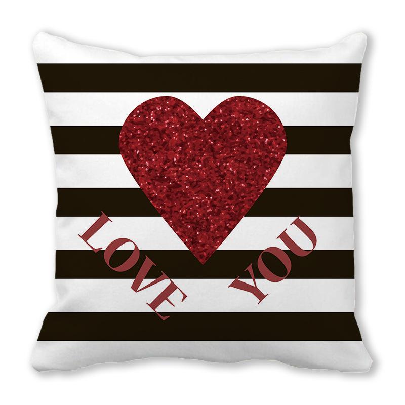 Big Love Valentine'S Day Digital Printing Short Plush Pillow Covers Decorative For Car Sofa Office Cushion Cover Home Goods