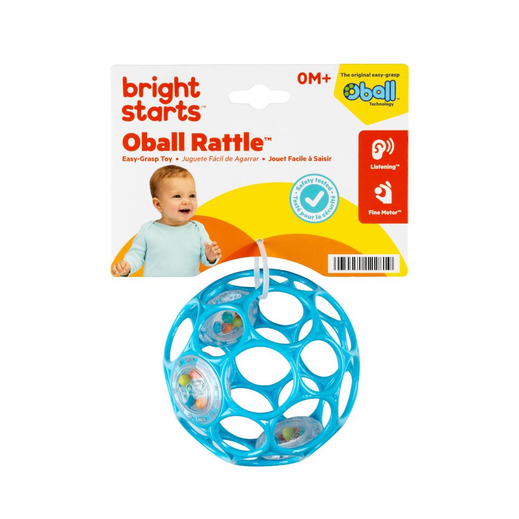 Bright Starts Oball Rattle Baby Toy Blue 12281 Soft Ball Stroller Teether Newborn Gift