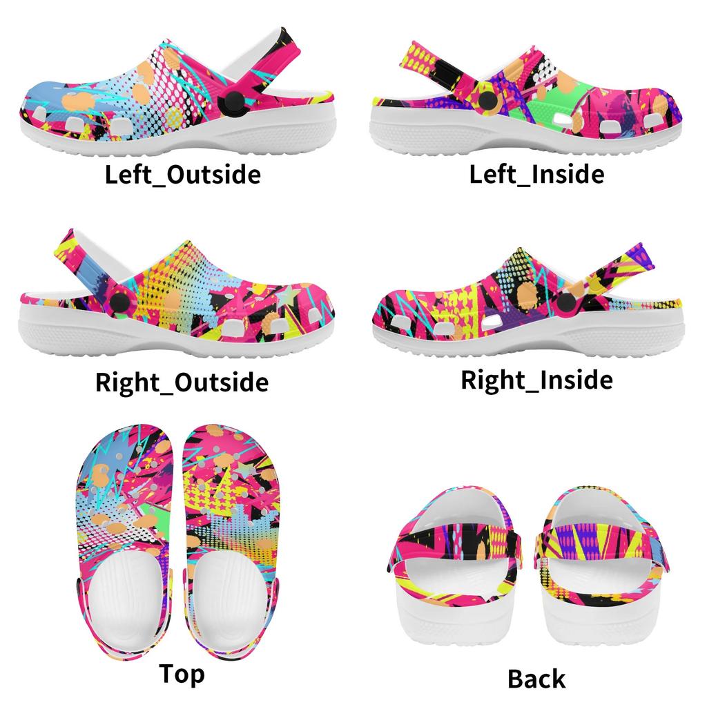 Colorful Printed EVA Garden Clogs Unisex Breathable Slip On Shoes for Beach Pool Home Bathroom Summer Walking Home Garden Use