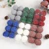 6Pcs 8cm Xmas Ball Faux Pearl Shinny Festive Round Shape Decorative Bright Color Christmas Ball with Rope for Festival