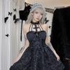 Женское готическое кружевное платье без рукавов, винтажное платье-корсет с халтером и расклешенной юбкой, коктейльное платье в викторианском стиле, черное платье в стиле лолита-панк