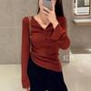 Red Sweater Women Autumn Winter Premium Slim Fit Long Sleeve Knit Tight Crop Base Layer Top