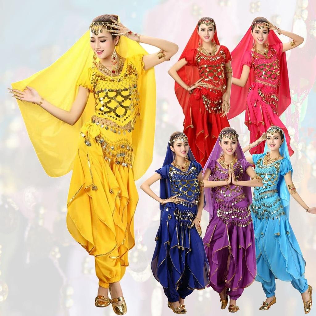 Kstyle cos Хэллоуин Косплей Костюм для Танца Живота, Взрослый Комплект, для Танцевальных Мероприятий, Вечеринок и After-Party, Этнические Костюмы (Желтый, Один размер подходит всем)