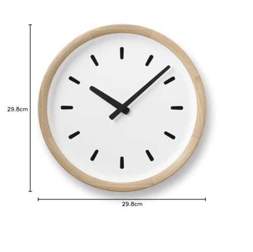 Lemnos Basin Line Analog Wall Clock, Natural Chestnut Wood, PIL23-05 NT