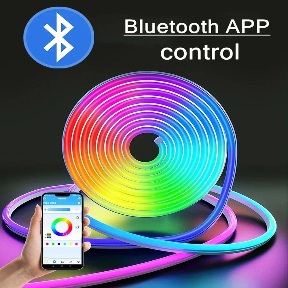 5V USB Водонепроницаемая неоновая лента RGB Неоновая светодиодная лента Bluetooth-приложение с пультом дистанционного управления RGB-лента для внутреннего и наружного домашнего декора