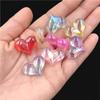 20Pcs Creative Acrylic DIY Accessories Peach Heart Magic Color for Bracelet Jewelry Making Transparent Heart Beads Pendants Vertical Hole Fashion