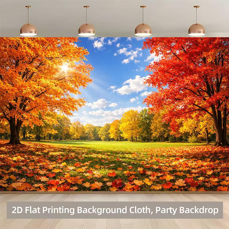 2D Vibrant Colorful Autumn Leaves Nature Backdrop Cloth