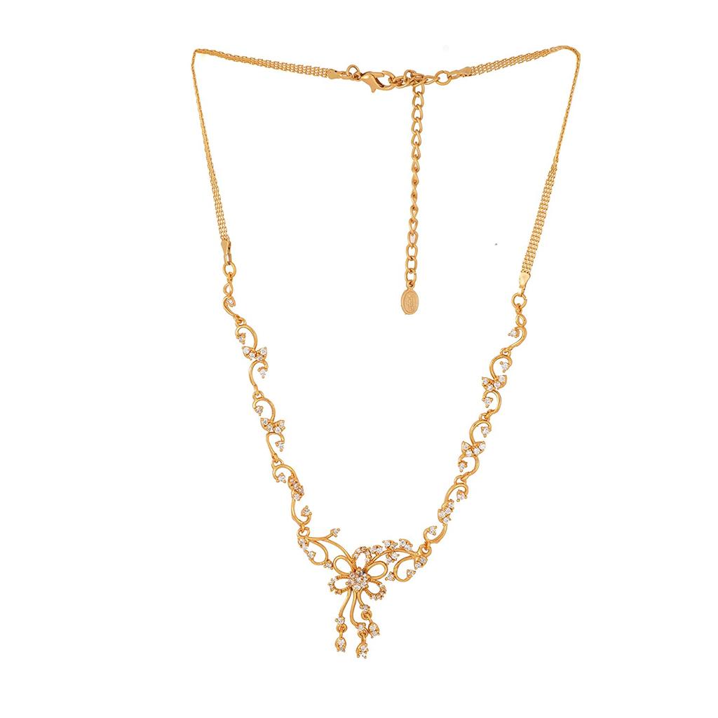 Estele Комплект ожерелья в форме цветка с позолотой CZ 24 карата для женщин