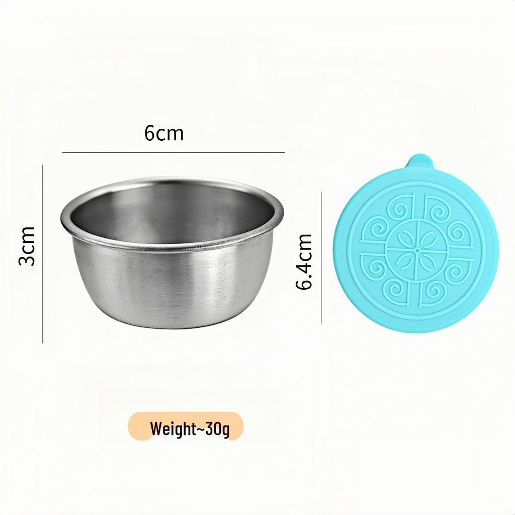 50/70ML Stainless Steel Sauce Cup with Silicone Lid - Leak-Proof Seasoning and Dipping Container