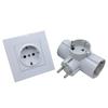 16A Euro/German Standard 1-to-3 Power Converter Plug for Germany, Spain, Russia - Wireless 1-out-3 Socket Adapter