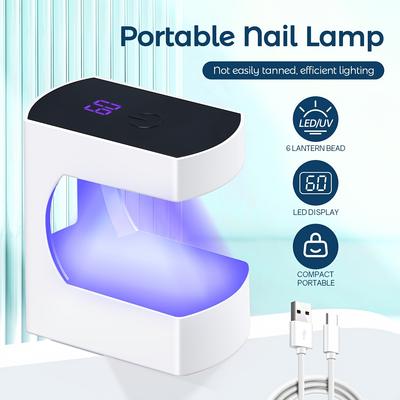 УФ-лампа для гелевых ногтей Mini LED 24W Mini Nail Light Polishing and Reflection Lamp Portable USB Nail Light, перезаряжаемая, УФ-сушилка для быстрого отверждения с 2 таймерами