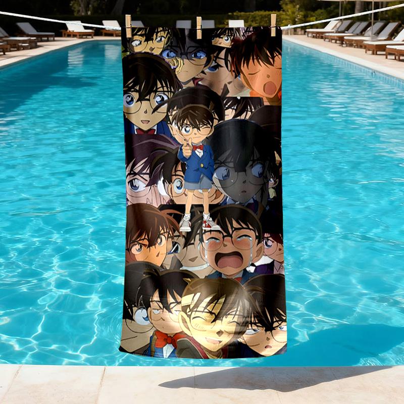 Detective Conan Print Beach Towel Design, Soft, Lightweight. for Home Bathroom, Spa, Pool, Yoga, Surfing, Camping, Gift for Family, Friend