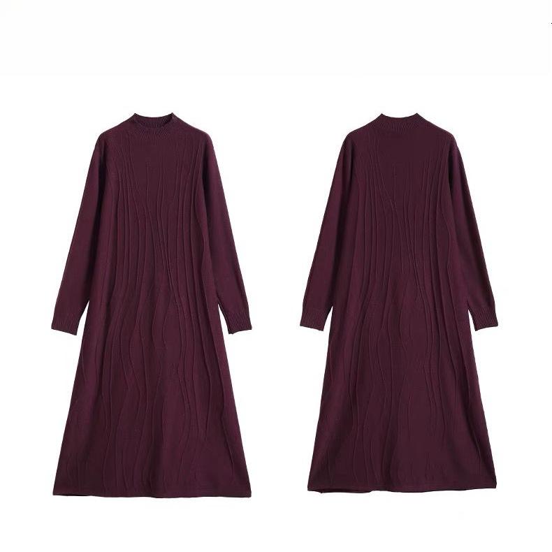 Ретро Художественное Вязаное Платье Женское Внутреннее Платье-Свитер Длинный Трикотаж Осень и Зима Длинный Пуловер Повседневный Пуловер