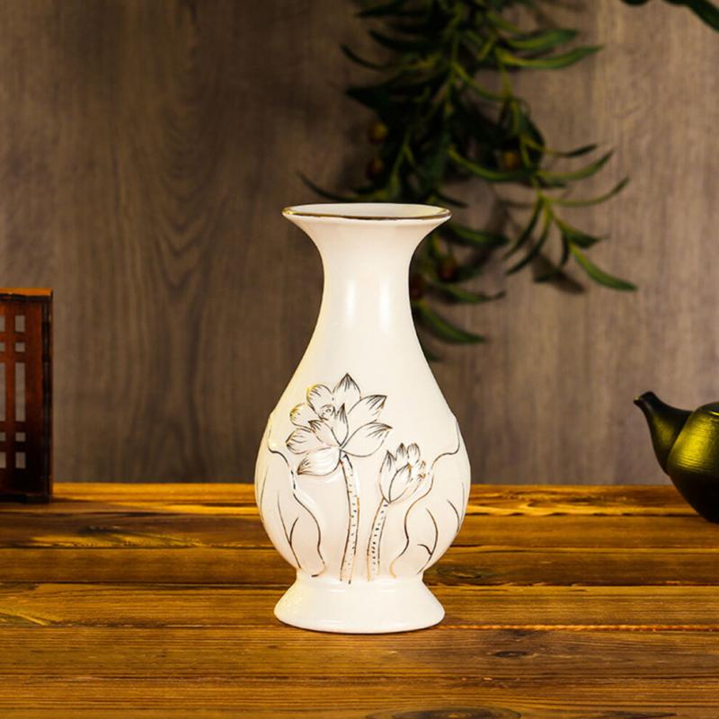 Weiße Vase Mit Lotusmuster Keramik Für