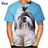 Новая модная и милая футболка с принтом собаки Ши-цзы 3D для мужчин, летний повседневный топ с короткими рукавами и изображением животного