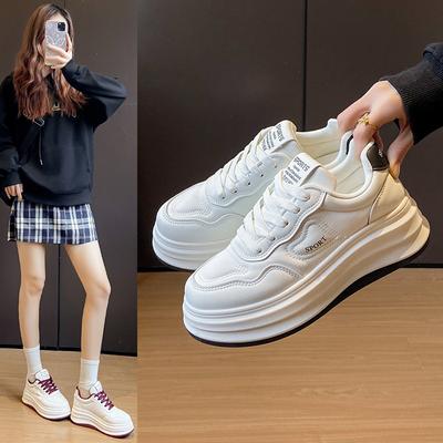 Инс маленькие белые туфли новые туфли на платформе женские 2025 весна студенческие спортивные беговые туфли повседневные туфли увеличение высоты платформы HB807