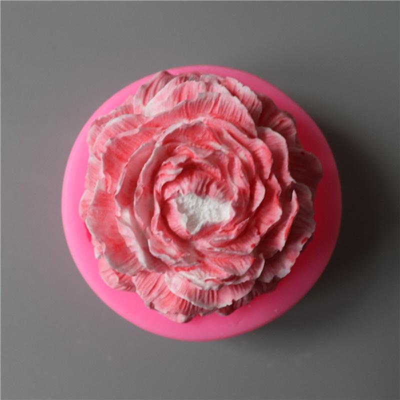 Peony Shape Silicone Fondant Moulds Flower Hand-Making Soap Candle Clay Moulds Cake Baking Decorating Tool Bakewares