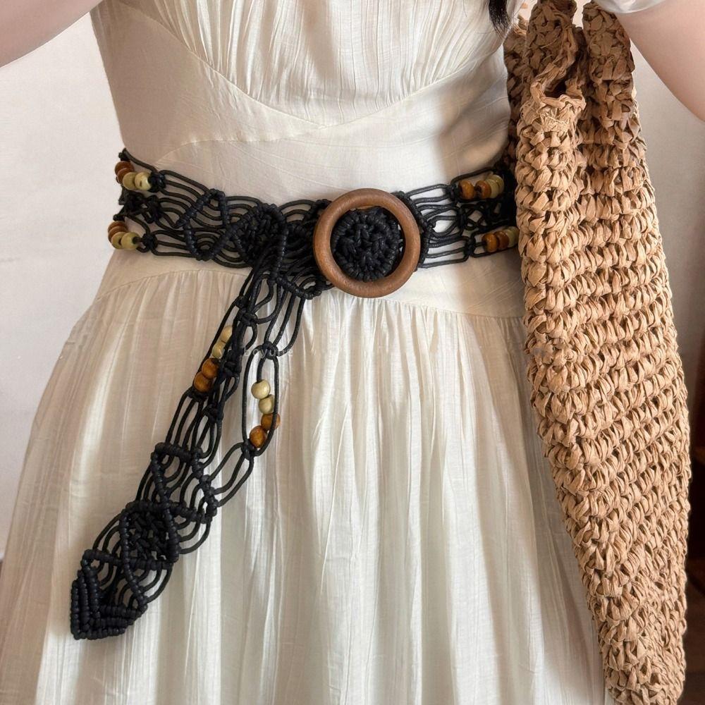 Woven Weave Belt Retro Ethnic Style Waistband Personality Bohemian Style Belt  Dress Decoration