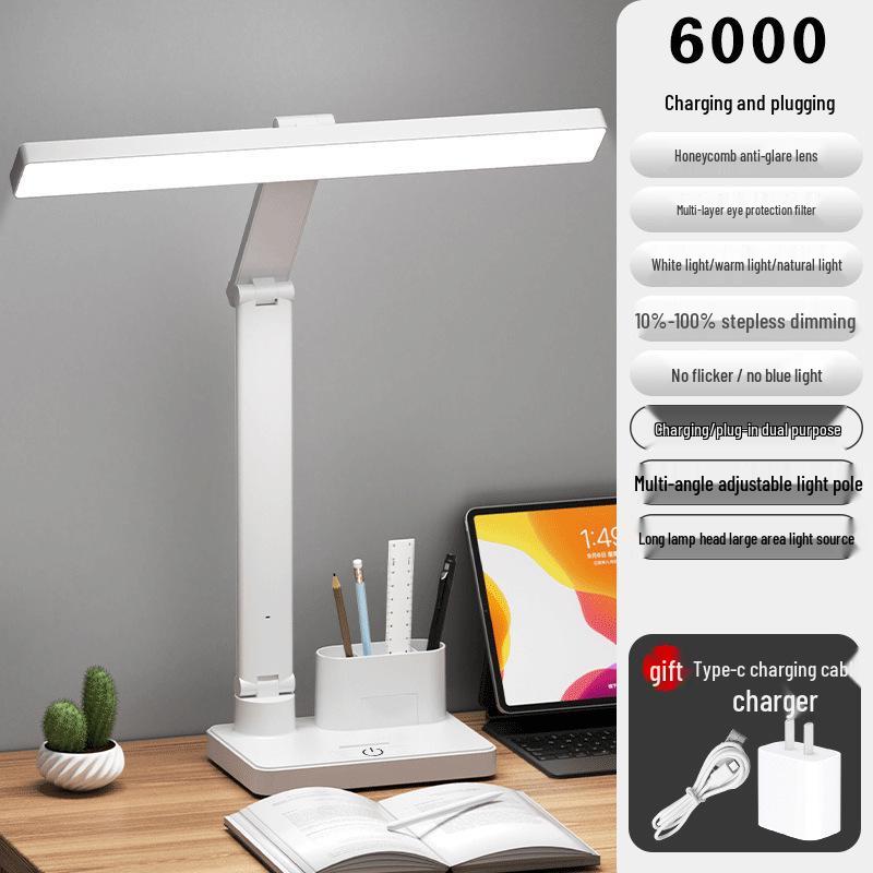 Rechargeable Eye-Protection Desk Lamp with Clock for Children and College Students