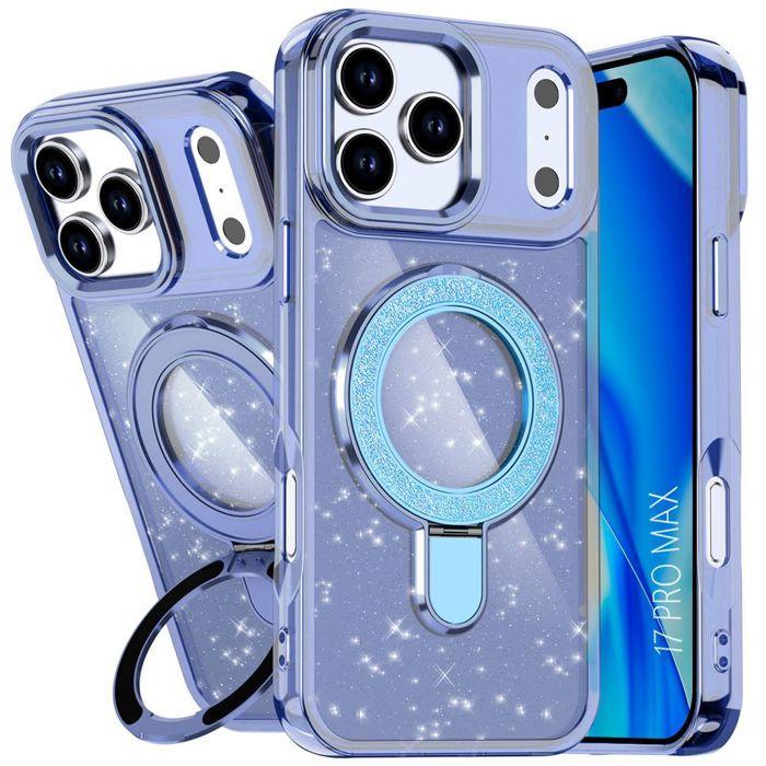 Coque de Protection - BOOLING - pour iPhone 17 Pro Max - Silicone PC Antichoc avec Cercle Magnétique Bleu