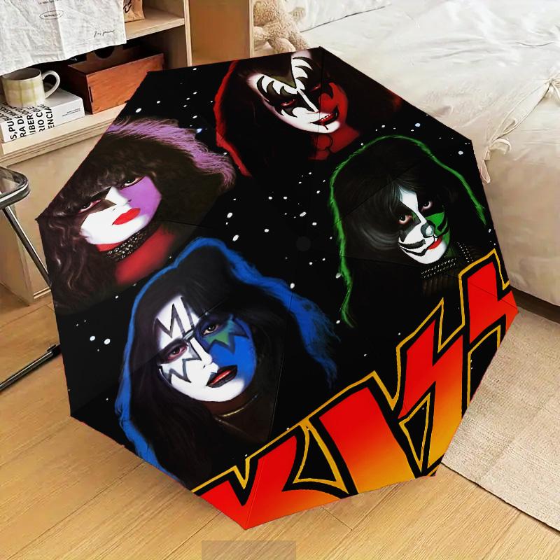 1 шт. Автоматический складной зонт Kiss Music, 8 спиц, дорожный зонт с автоматическим портативным чехлом, идеальный подарок на день рождения