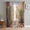 Italian Town Street Sheer Curtains for Living Room Transparent Tulle Window Treatments Bedroom Kitchen Home Decor Veil Drapes