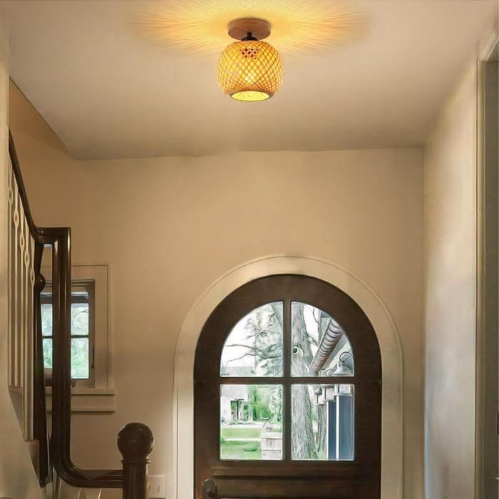 Plafonnier - Schindora - Semi-encastré - Bambou - Rotin - Style bohème