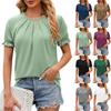 Женская повседневная модная сексуальная плиссированная футболка с круглым вырезом и пышными рукавами