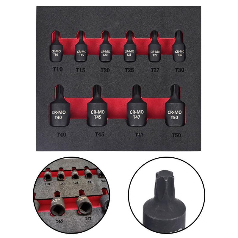 10/9 шт. Насадка-бита Torx 1/4 3/8 дюйма с головкой-торцом Ручные инструменты T10 T15 T20 T25 T27 T30 T40 T45 T47 T50