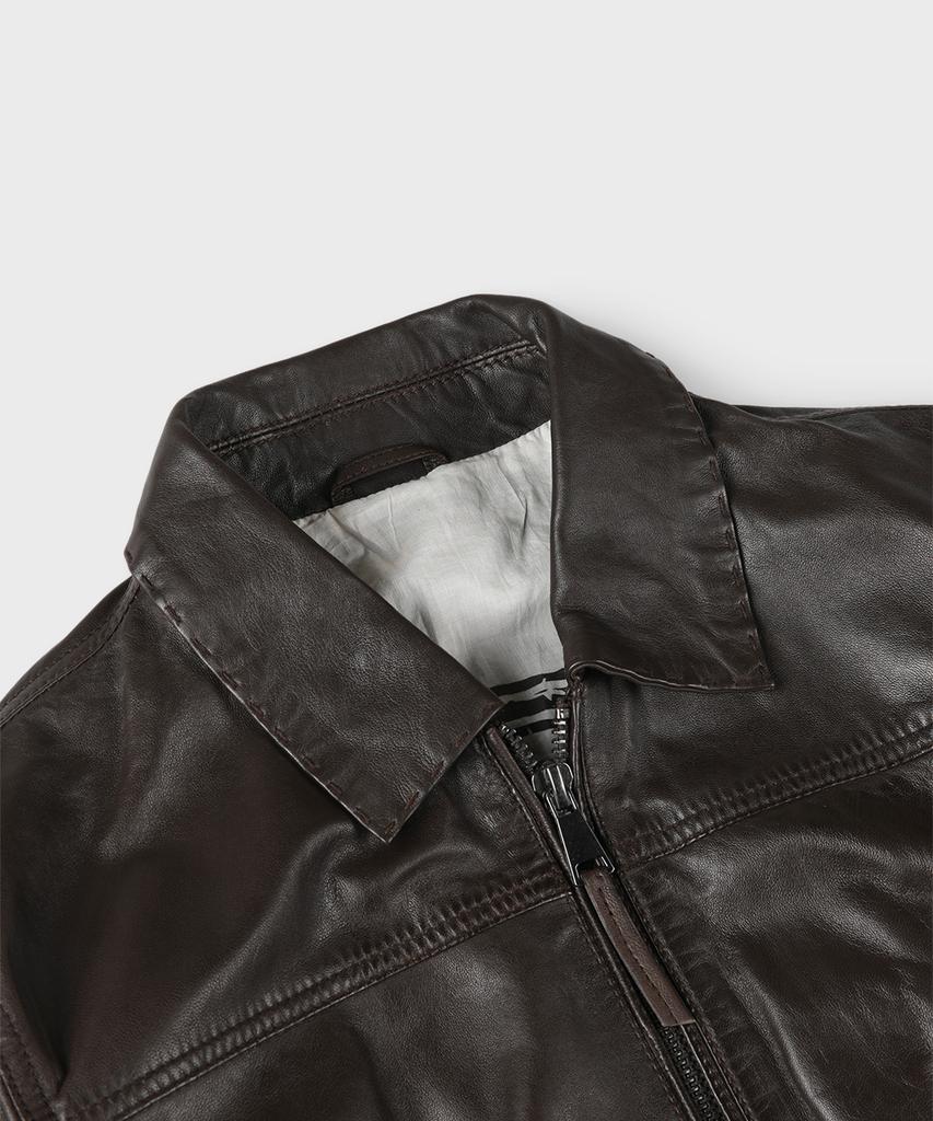 Panicale Dark Brown Oil Washed Lambskin Jacket