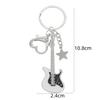 2pcs Y2k Guitar Love Heart Keychain for Men Women Cool Pentagram Pendant Rock Punk Accessories Gift