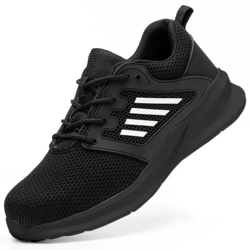 Work Safety Shoes Men Lightweight Indestructible Work Sneakers Security Steel Toe Shoes Safety Protective Boots Black Size36-46